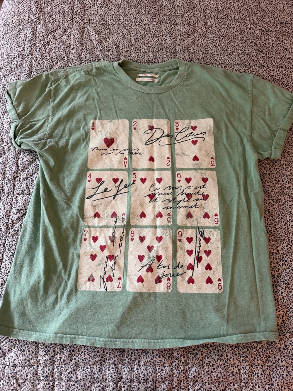 Anthropologie Green Graphic Card-Print T-Shirt